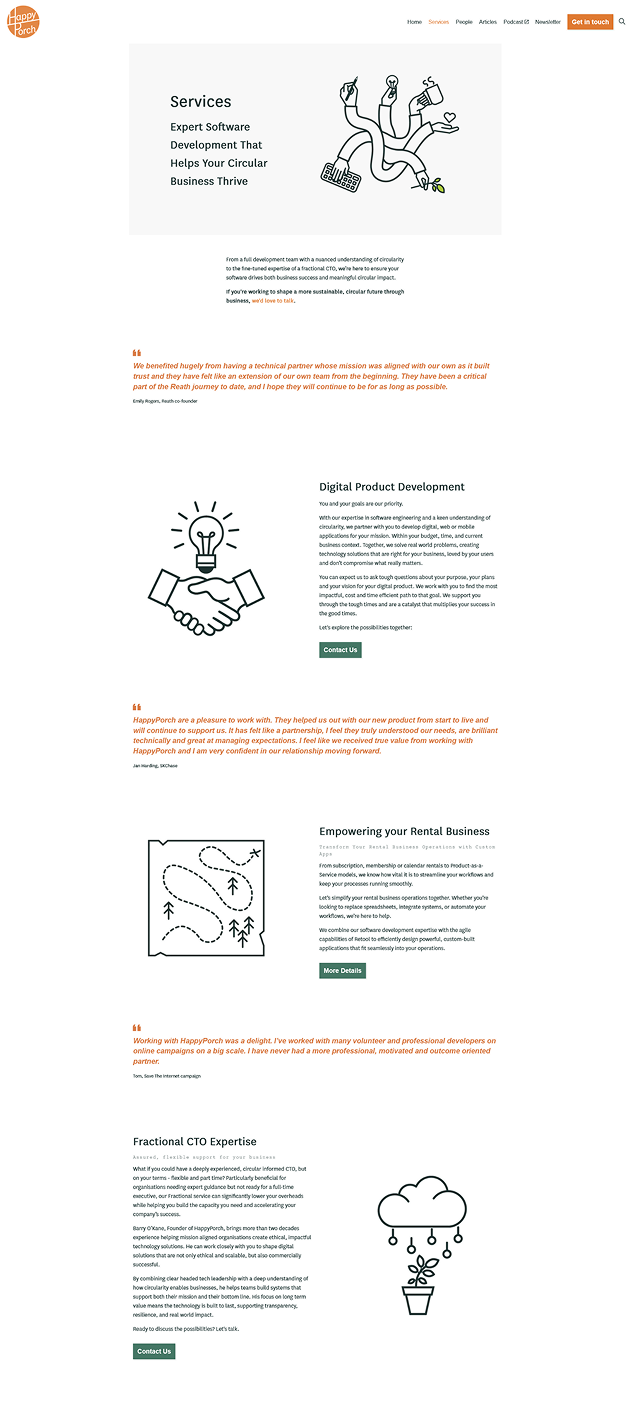 Screenshot from HappyPorch site